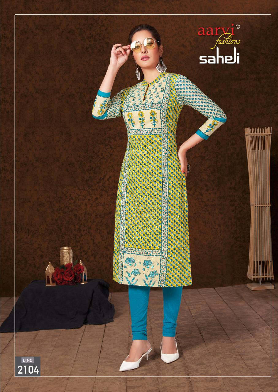 Aarvi Saheli 11 Latest Fancy Designer Cotton Printed Kurti Material